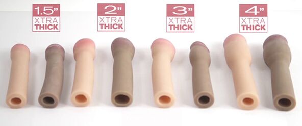 Extensions of different sizes easily and quickly change the dimensions of the penis