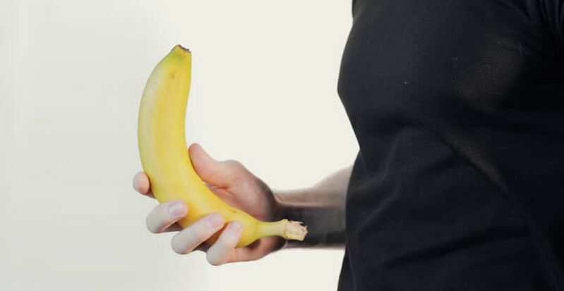 penis enlargement massage on the example of a banana